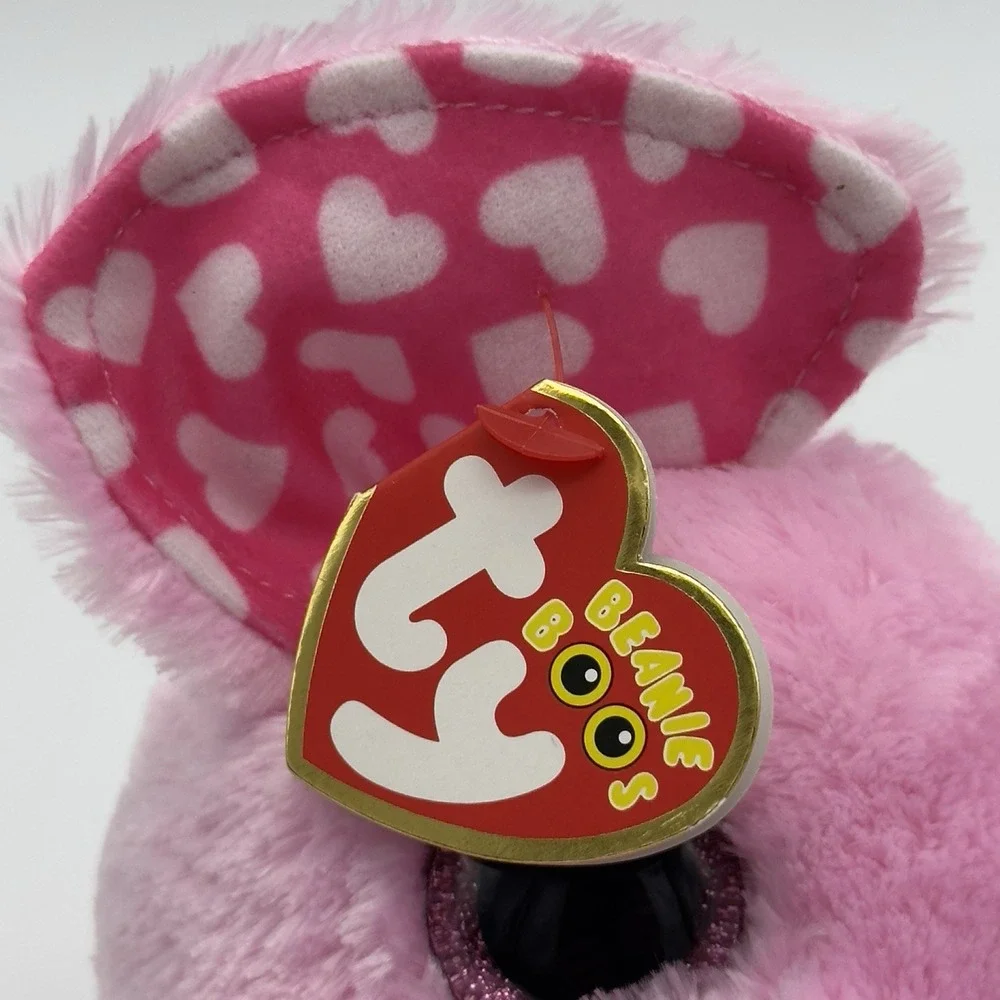 TY Beanie Boos - SUGAR the Elephant Glitter Eyes Regular Size 6 inch TySilk Pink